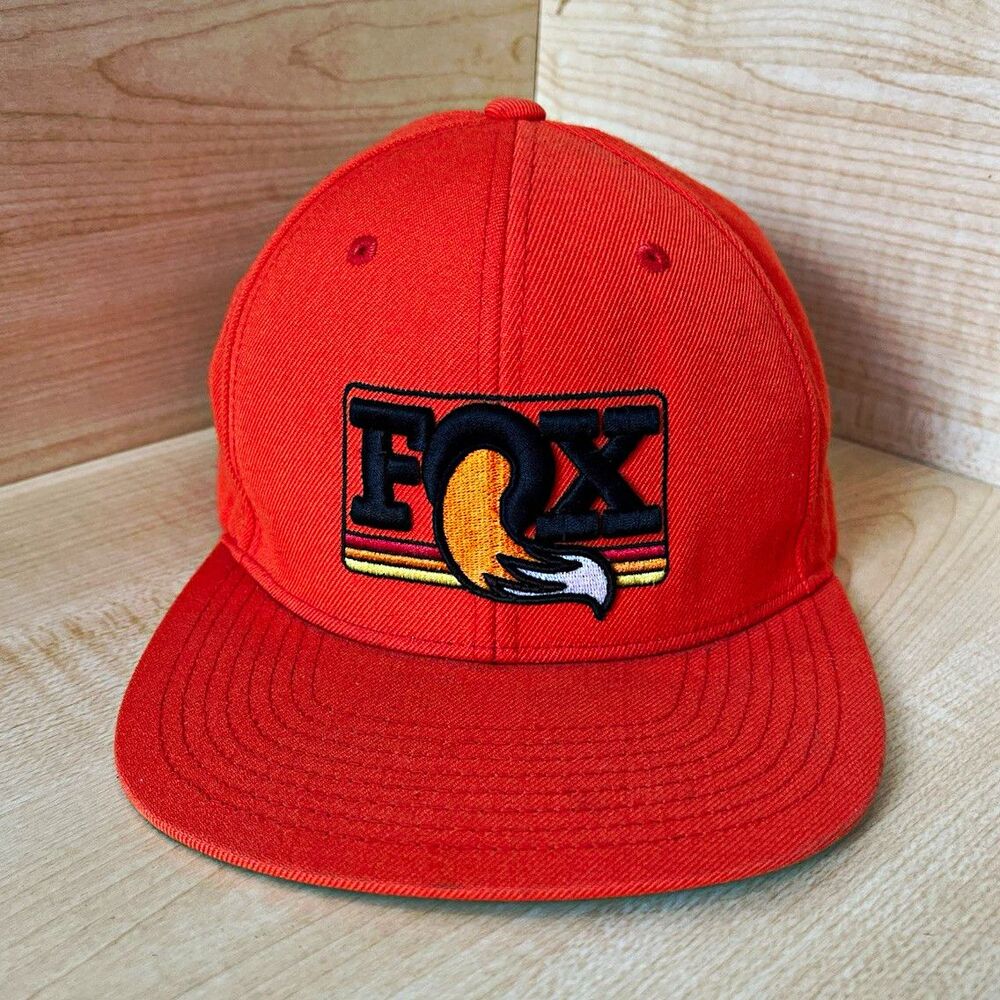 Fox Racing OG Classic Patch Snapback Hat Orange Moto MTB Flat Brim Cap Mens OSFM